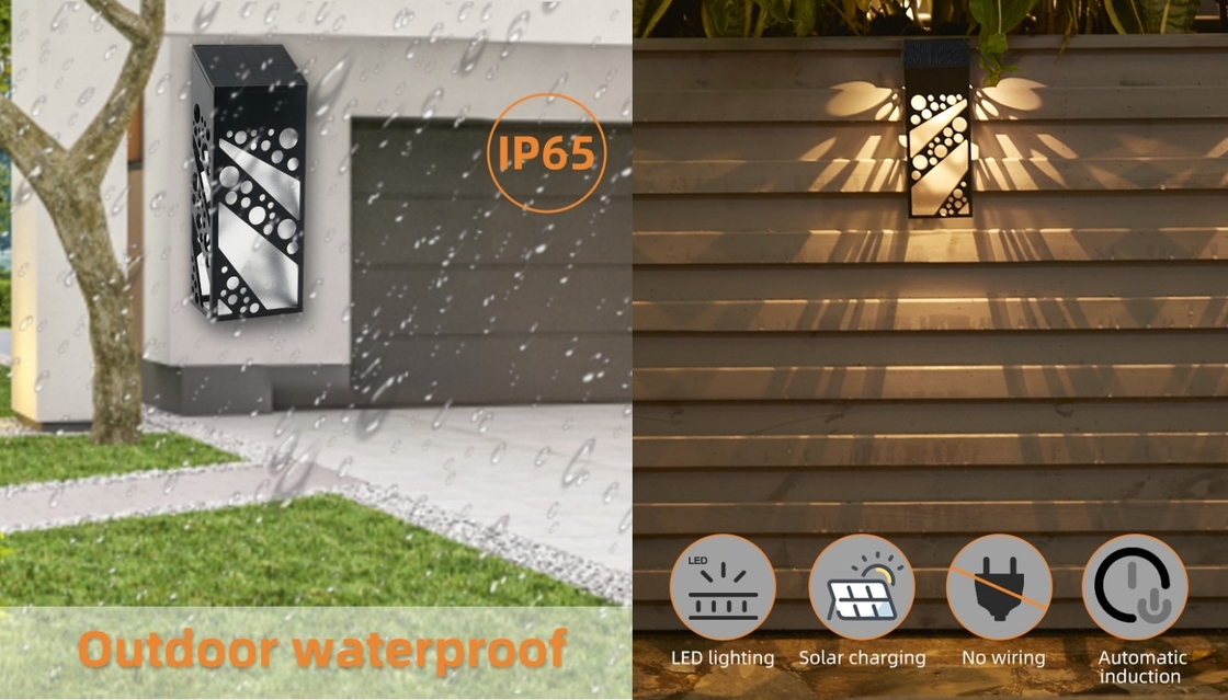Diodo emissor de luz exterior das luzes solares impermeáveis da parede IP65 que ilumina a luz resistente UV do jardim da cerca