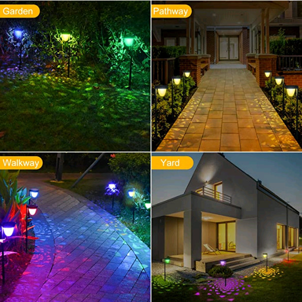 As lâmpadas decorativas postas solares coloridos da luz do ponto jardinam para o passeio