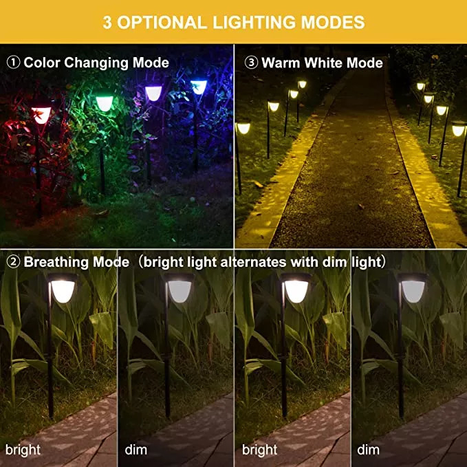 As lâmpadas decorativas postas solares coloridos da luz do ponto jardinam para o passeio