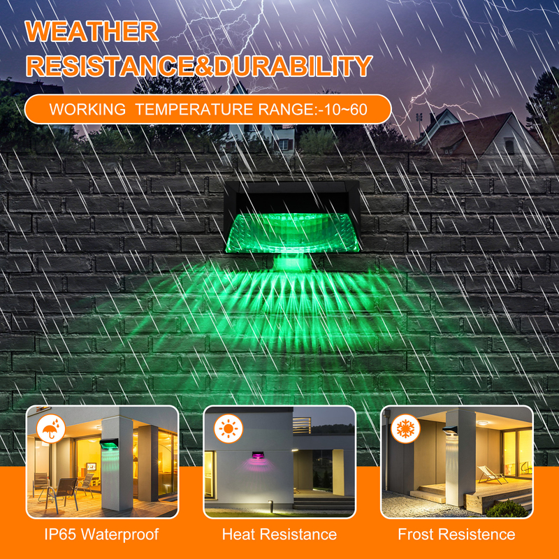 diodo emissor de luz decorativo 123 * 60 * 65mm da cerca da paisagem da parede do RGB da luz solar exterior do jardim 3.7V