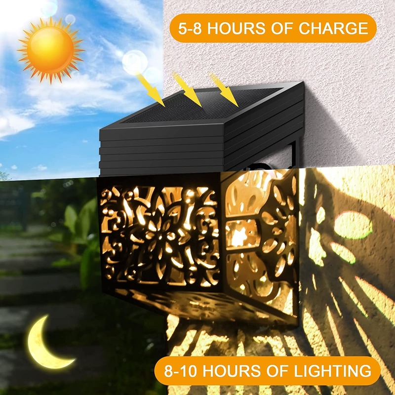 A parede conduzida solar do teste padrão de flor ilumina IP65 a cerca decorativa exterior Lamp For Garden