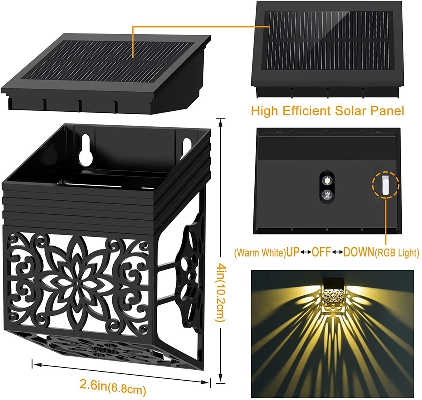 A parede conduzida solar do teste padrão de flor ilumina IP65 a cerca decorativa exterior Lamp For Garden