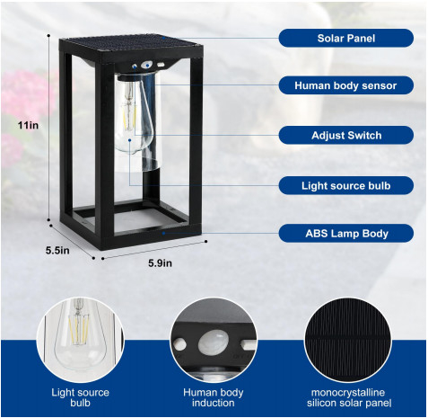 Lâmpadas LED para cima e para baixo Sensor solar Luz de parede