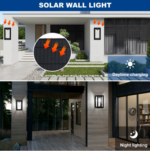 IP65 Lâmpada de jardim impermeável para a casa Lâmpadas de segurança Lâmpadas noturnas Lâmpadas solares de parede Lâmpadas solares de exterior