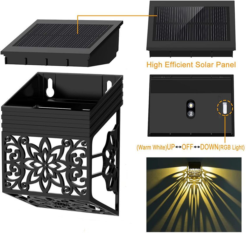 Lâmpada de vedação solar à prova d'água para jardim exterior Luz de vedação solar LED de várias cores