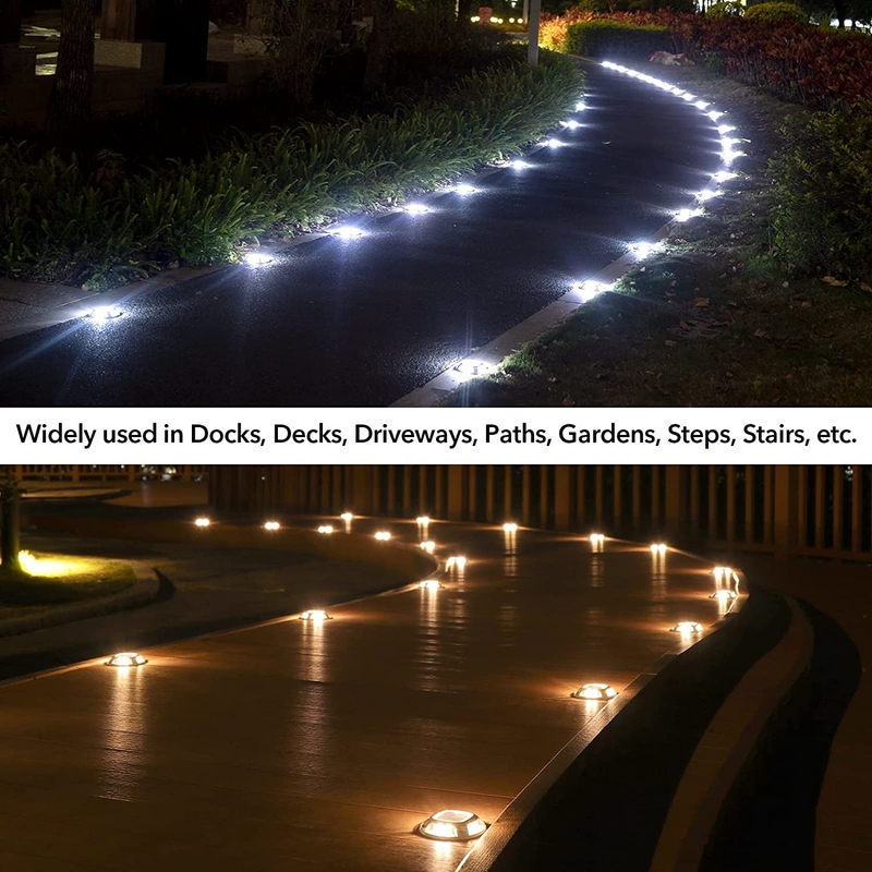 LED Solar Dock Light Waterproof IP68 Instalação Opt Warm White/Cold White Pack de 4