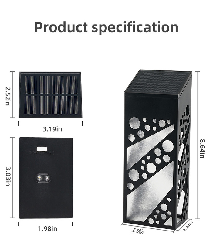 IP 68 Iluminação solar LED à prova d'água Iluminação de terraço solar exterior Decorativa Iluminação de terraço para pátio