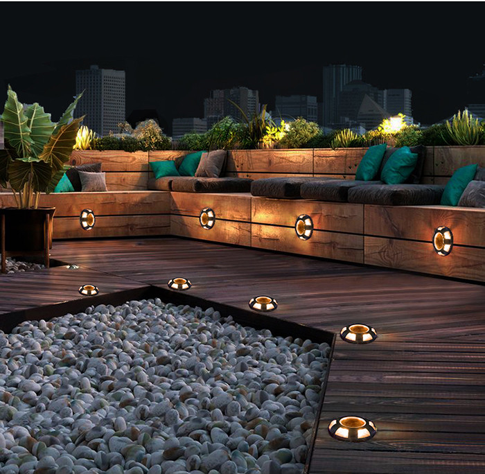 Alumínio exterior Solar LED Paisagem Dock Light Decorativo Solar Deck Light Para Jardim Grama