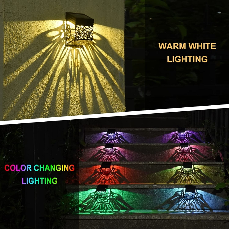 Área exterior à prova d'água Solar Jardim vedação Luz Multicolor Solar LED Portão Pilar Luz Para Jardim