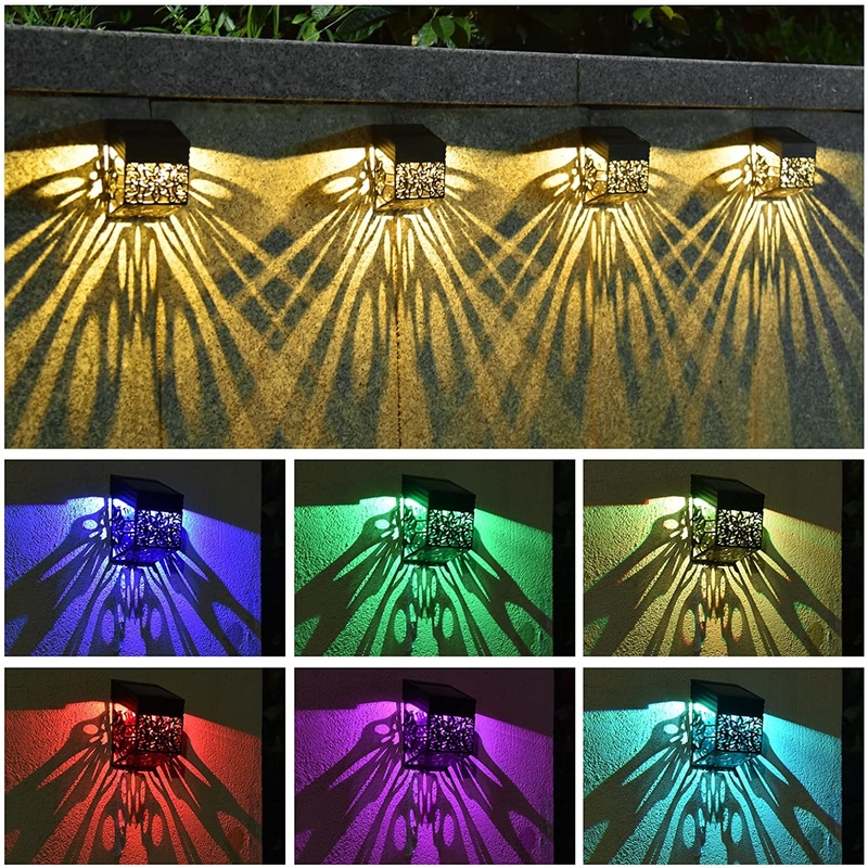 Área exterior à prova d'água Solar Jardim vedação Luz Multicolor Solar LED Portão Pilar Luz Para Jardim