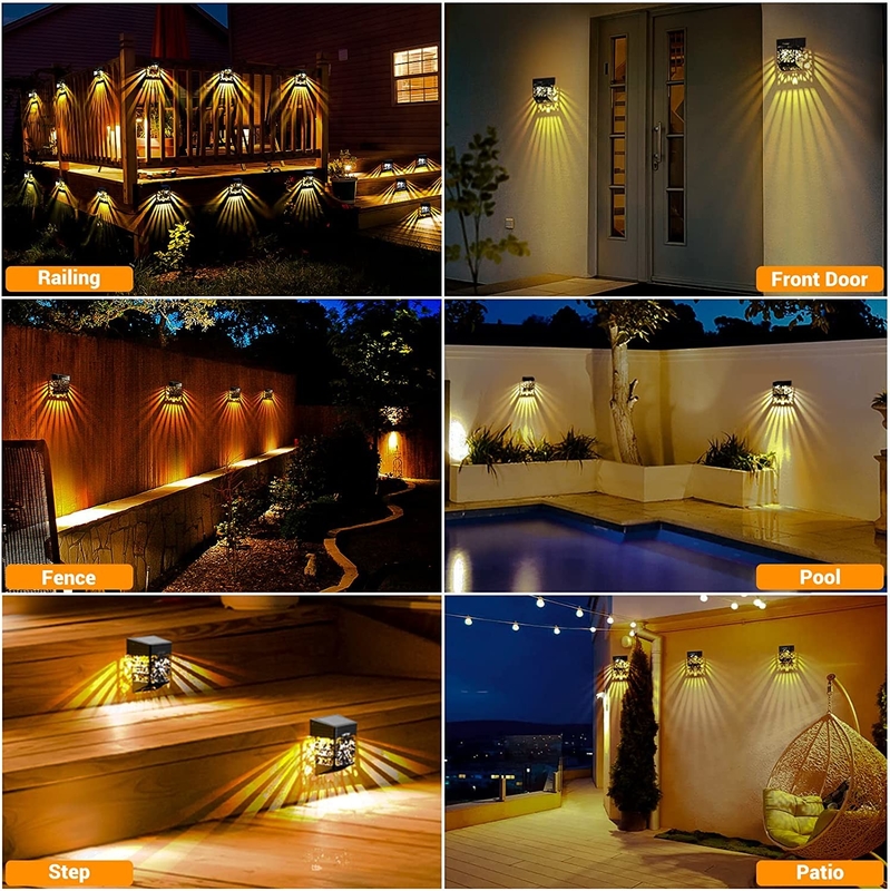 Área exterior à prova d'água Solar Jardim vedação Luz Multicolor Solar LED Portão Pilar Luz Para Jardim