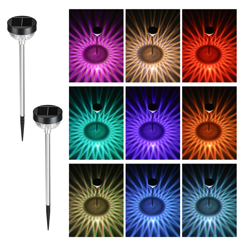 Luzes de jardim LED coloridas movidas a energia solar com painel de silício monocristalino para aquecimento durante 20 horas de trabalho