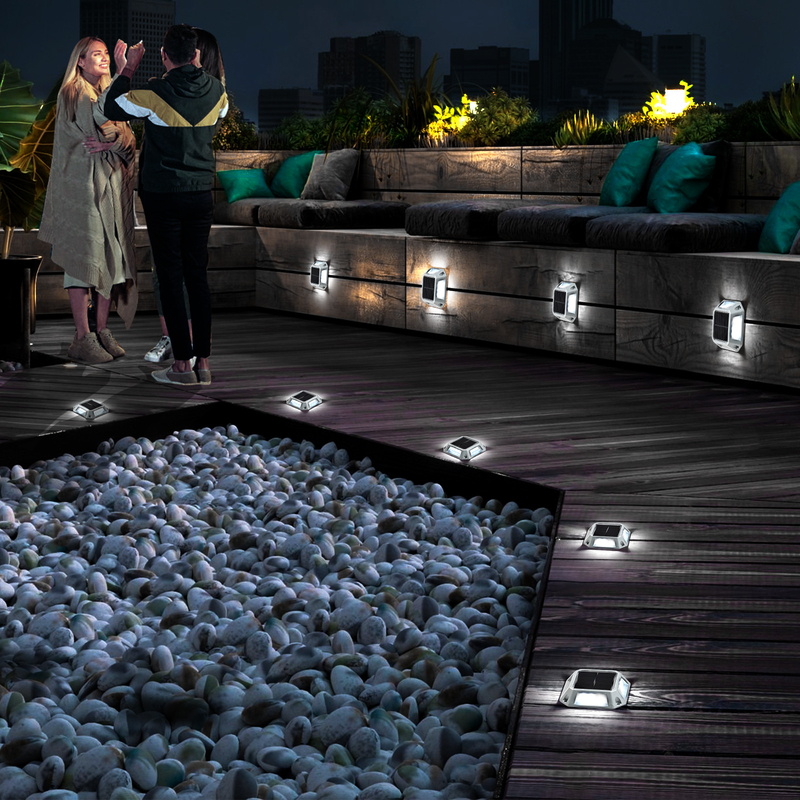 LED Solar Dock Light Alumínio 20 lumens IP68 Impermeável 4-Pack com instalação de parafuso