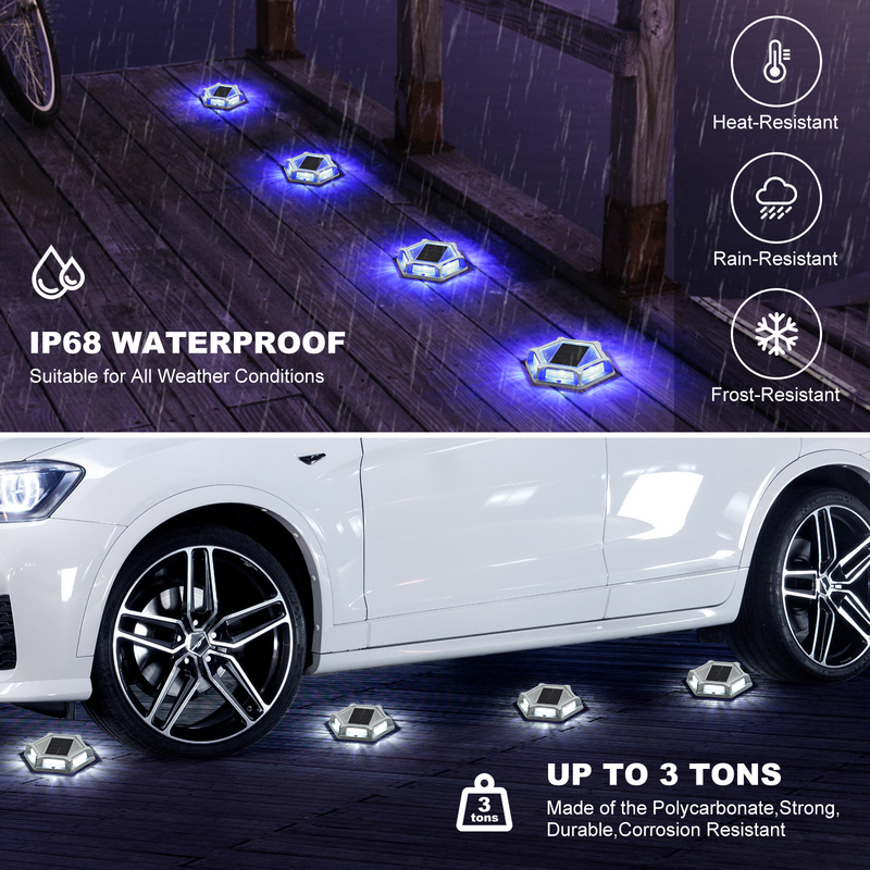 Lâmpadas de doca solar parafusos instalados 2V Voltagem 150g Peso Azul/Branco Frio -20°C~60°C Temperatura de trabalho 4-Pack