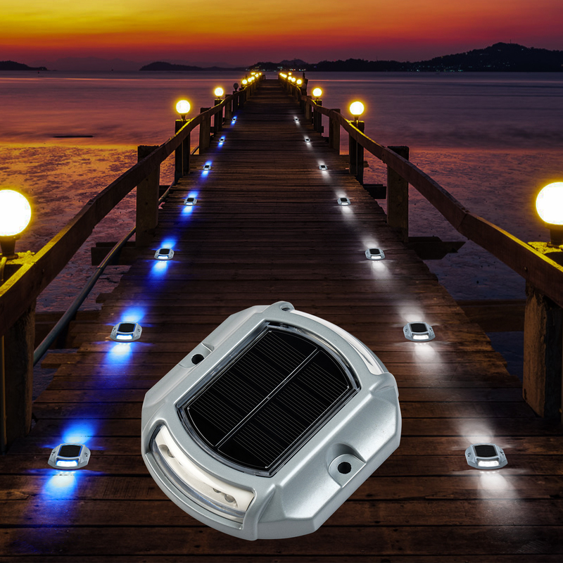 LED Solar Dock Light IP68 Impermeável 2V Azul/Branco Frio 20 lumens Brilho Parafuso de instalação