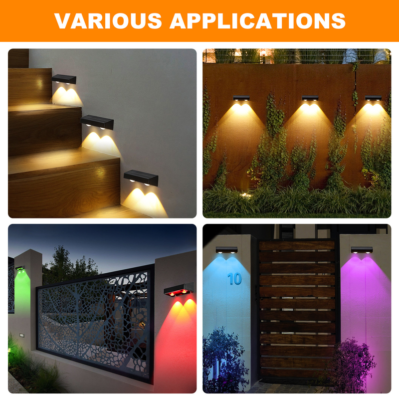 Luz de vedação solar exterior com cor branca RGB quente e brilho de 20 lumens
