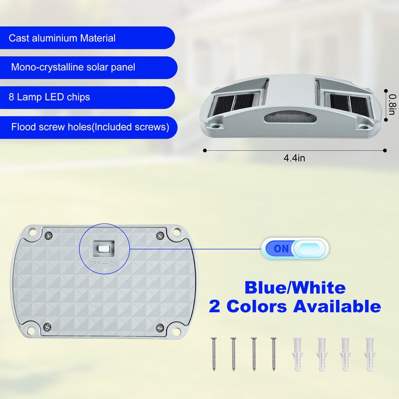 Instalação de parafusos de luz solar LED azul/branco frio -20.C ~ 60.C Temperatura de trabalho Solar 150g