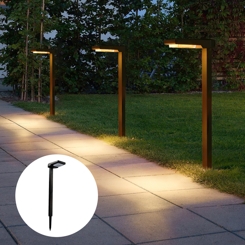 Lâmpada de estaca solar de silício monocristalino com taxa de resistência à água IP65 e 2 peças de LED