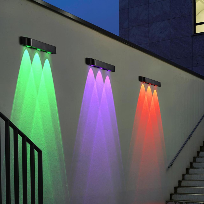 Luz solar de parede exterior com bateria de lítio ternária 3Pcs LED RGB Respirando IP65 ABA PC Shell