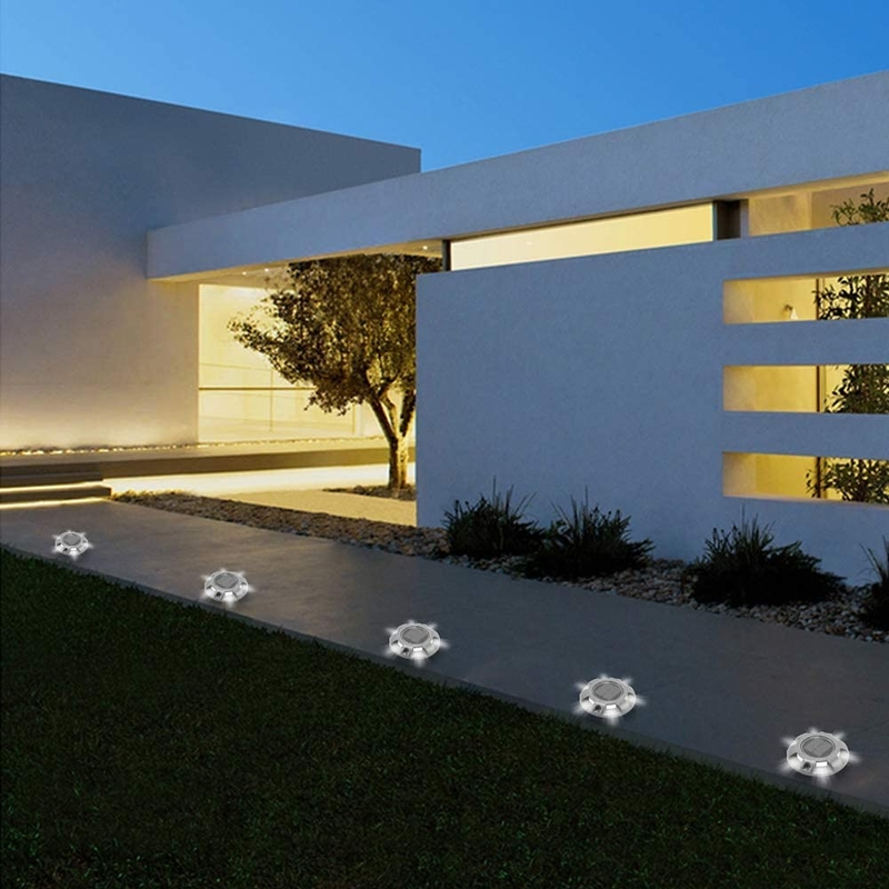 Alerta exterior LED Solar Driveway Dock Lights Solar Step Lamps Para Calçada Jardim Caminho Yard