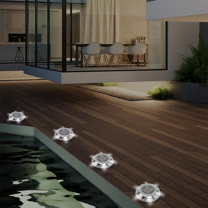 Alerta exterior LED Solar Driveway Dock Lights Solar Step Lamps Para Calçada Jardim Caminho Yard