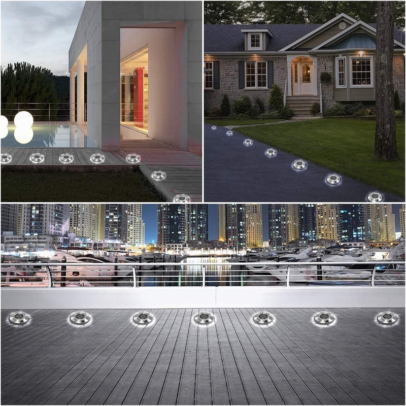 Alerta exterior LED Solar Driveway Dock Lights Solar Step Lamps Para Calçada Jardim Caminho Yard