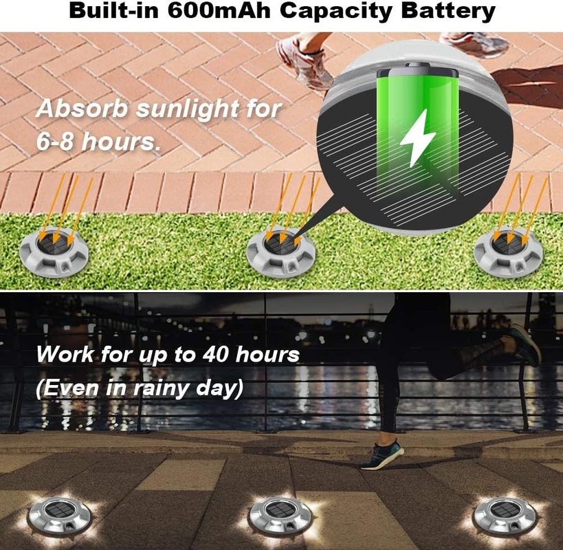 Alerta exterior LED Solar Driveway Dock Lights Solar Step Lamps Para Calçada Jardim Caminho Yard