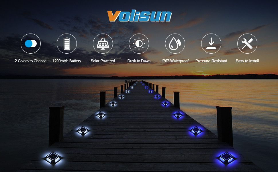Lâmpadas de terraço solar à prova d'água Luzes de terraço solar à prova d'água de 20 lumens Brilho com 1,2V/600MAH Bateria PC de alumínio