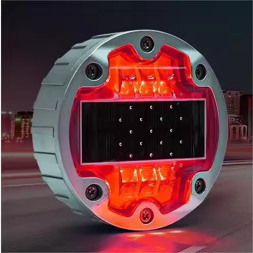 Marcadores solares LED ecológicos de 6 grânulos para segurança rodoviária e rodoviária