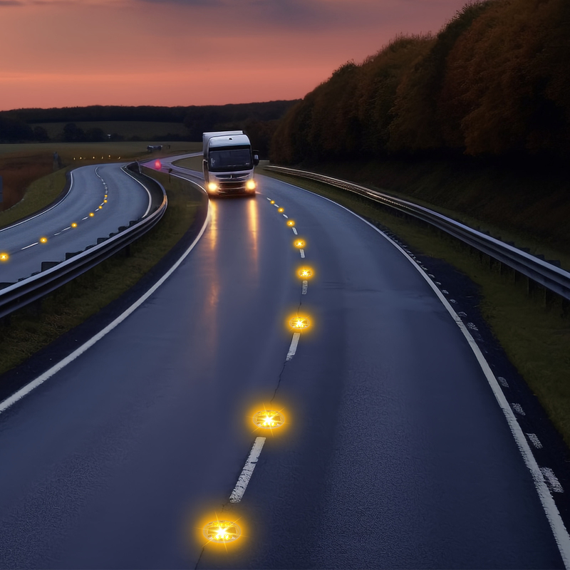 Marcadores solares LED ecológicos de 6 grânulos para segurança rodoviária e rodoviária