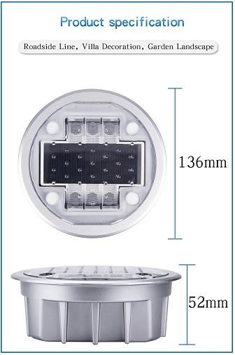 136*52mm Rodas solares IP68 Impotente Fonte de luz LED para temperatura -20C- 60C