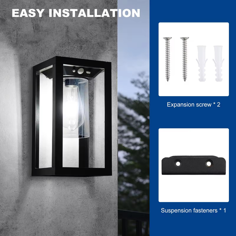 Sensor de movimento Luz solar de varanda Iluminação exterior IP65 Sconce Lâmpada de lanterna de parede Para porta de entrada de pátio Decorativo
