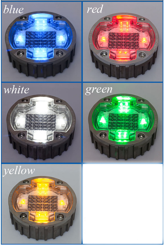 Red Solar Road Studs 2V Aluminium Alloy PC IP68 Impermeável para melhoria da visibilidade da estrada à noite