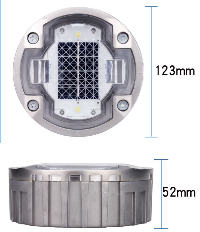 Red Solar Road Studs 2V Aluminium Alloy PC IP68 Impermeável para melhoria da visibilidade da estrada à noite