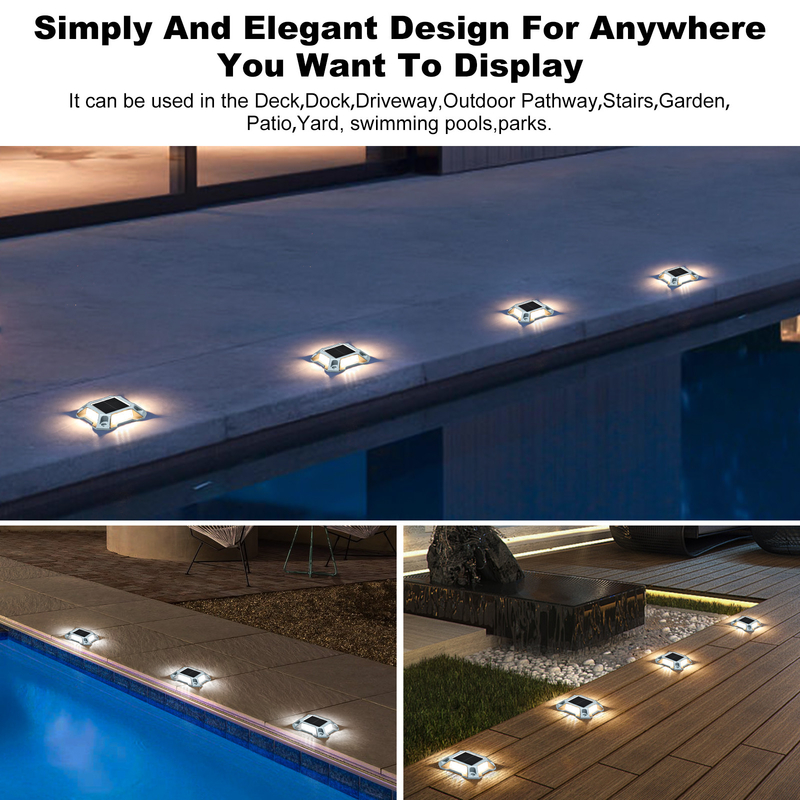 Pavimentação exterior de alumínio ligado led, pernas de estrada, montagem de trilhos, energia solar, jardim, decoração, terra, terraço, doca, luz de piso