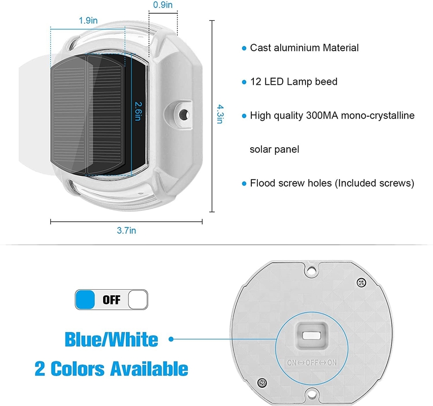 Luz de vedação solar à prova d'água com 20 lumens de brilho e 4,5 horas de tempo de carga