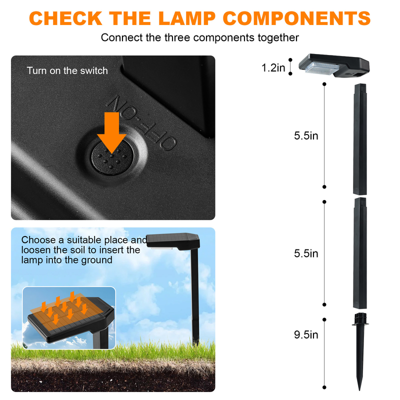 Lâmpadas de jardim solar para decoração doméstica