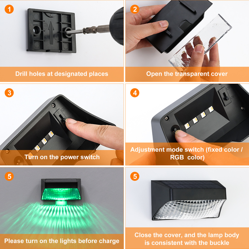 Lâmpada de vedação solar IP65 para jardim exterior com cor branca RGB e controle remoto