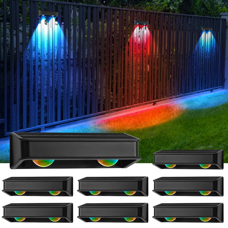 Portas de pátio brancas quentes vedação terraço iluminação de jardim impermeável pequena lâmpada de passo exterior solar para cima e para baixo luzes de parede