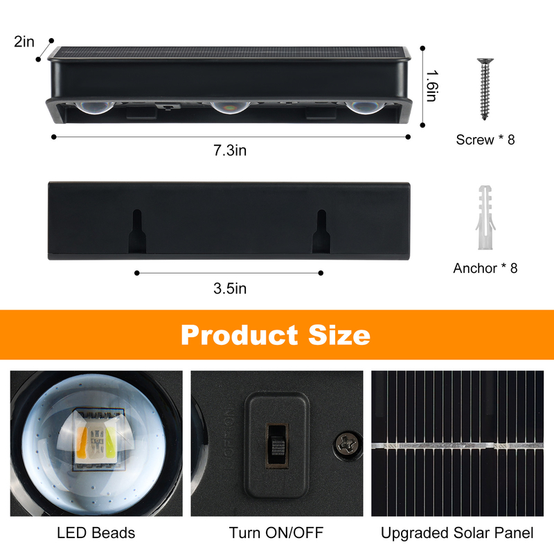 Venda a quente IP65 Íntegro Polissilicon Painel Solar Luz Branca Quente Iluminação para cima e para baixo Fonte de Luz Solar LED Lâmpada de Parede Hotel