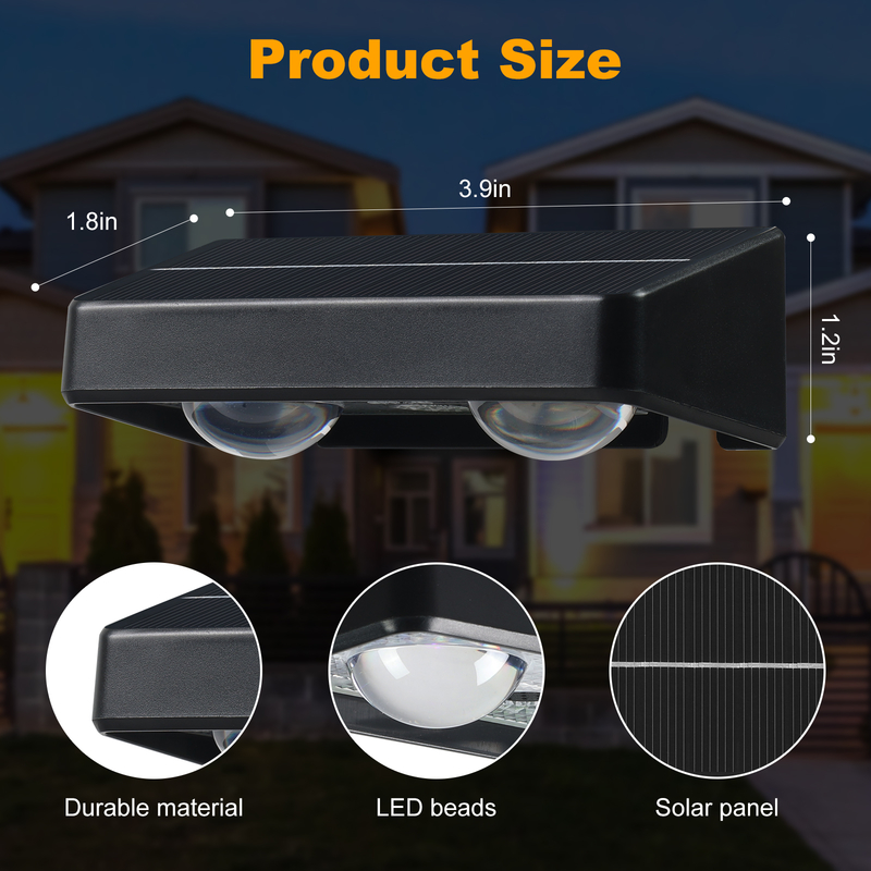Portas de pátio brancas quentes vedação terraço iluminação de jardim impermeável pequena lâmpada de passo exterior solar para cima e para baixo luzes de parede