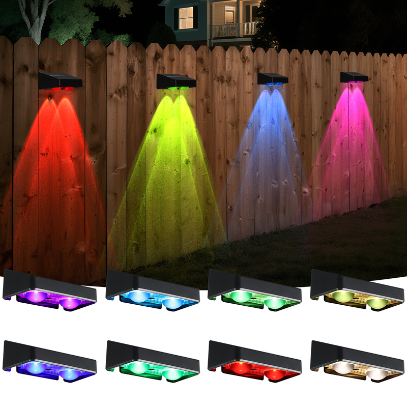 Portas de pátio brancas quentes vedação terraço iluminação de jardim impermeável pequena lâmpada de passo exterior solar para cima e para baixo luzes de parede