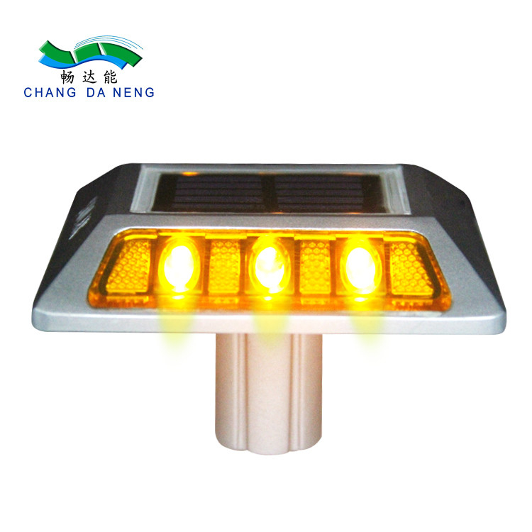 Da doca solar de Amber Lights Driveway Pathway Stair do parafuso prisioneiro da estrada do diodo emissor de luz parafusos prisioneiros refletindo de advertência postos solares da estrada de Safery