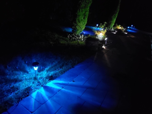 A paisagem posta solar do caminho 20h do jardim ilumina luzes exteriores postas solares do diodo emissor de luz