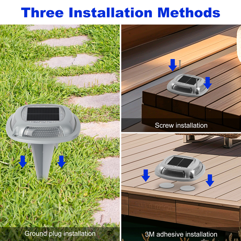 Luz de encaixe solar à prova d'água IP67 com bateria de 1,2V/600mah e painel solar de 2V/140ma em Branco+Azul