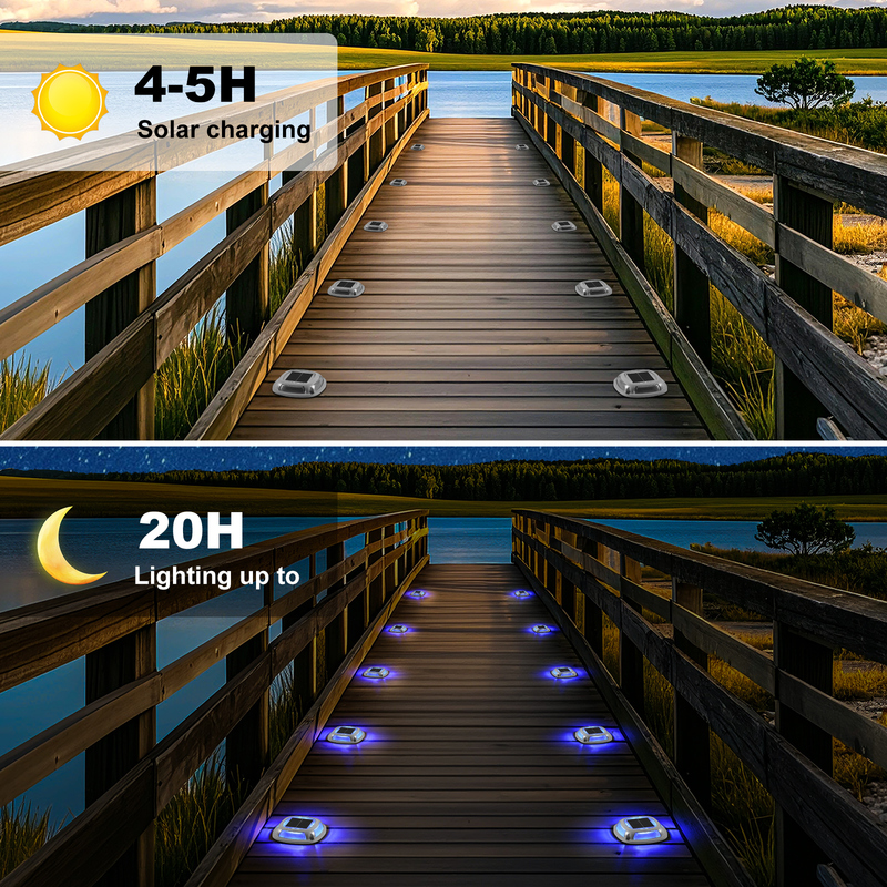 Luz de encaixe solar à prova d'água IP67 com bateria de 1,2V/600mah e painel solar de 2V/140ma em Branco+Azul